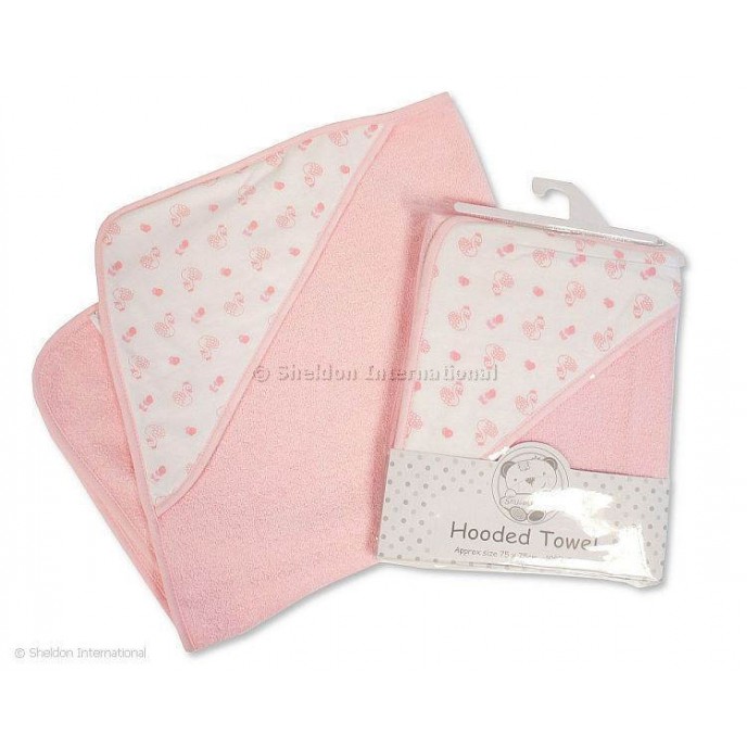 Snuggle Baby Hooded Towel Swan & Flower Pink