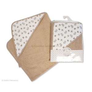 Snuggle Baby Hooded Towel Elephant & Tiger Taupe Snuggle Baby Hooded Towel Elephant & Tiger Taupe
