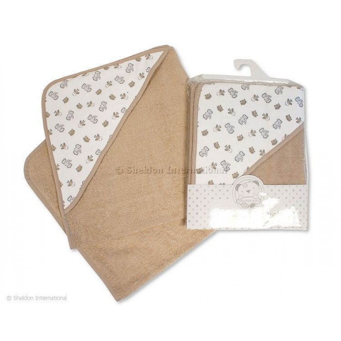 Snuggle Baby Hooded Towel Elephant & Tiger Taupe