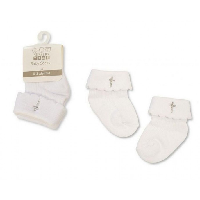 Socks 3pk Christening White 03-06m Socks 3pk Christening White 03-06m