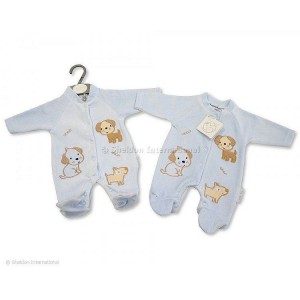 Babygrow Velour Woof Blue Babygrow Velour Woof Blue