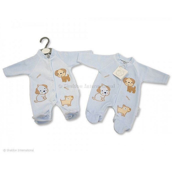 Babygrow Velour Woof Blue Babygrow Velour Woof Blue