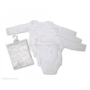 Nursery Time Long Sleeve Vests 3pk White Newborn Nursery Time Long Sleeve Vests 3pk White Newborn