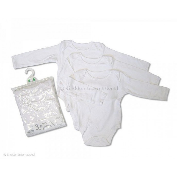 Nursery Time Long Sleeve Vests 3pk White Newborn Nursery Time Long Sleeve Vests 3pk White Newborn