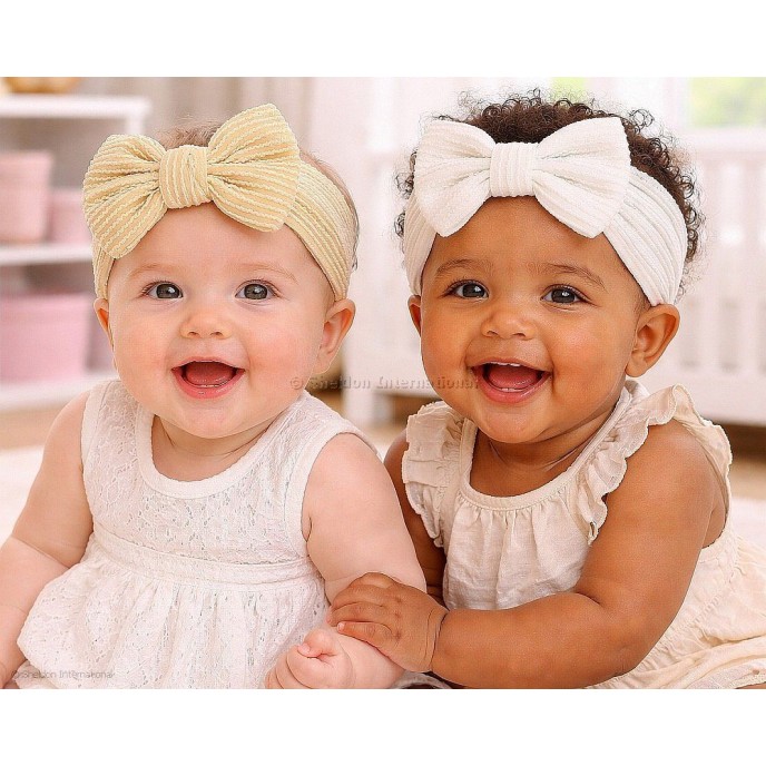 Nursery Time Bow Headbands White Taupe Nursery Time Bow Headbands White Taupe