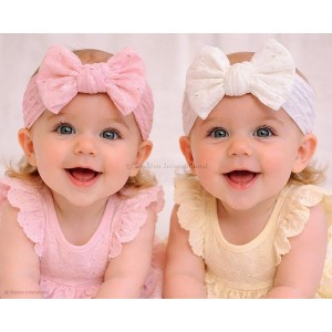 Nursery Time Bow Headbands White Pink Nursery Time Bow Headbands White Pink