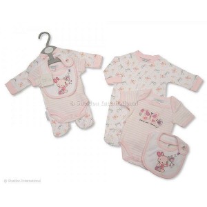 Babygrow Set 3pc Bunny Butterfly Pink Babygrow Set 3pc Bunny Butterfly Pink