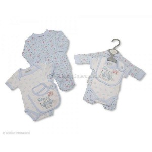 Babygrow Set 3pc Cars Blue Babygrow Set 3pc Cars Blue