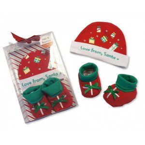 Baby Hat and Booties Set Love from Santa