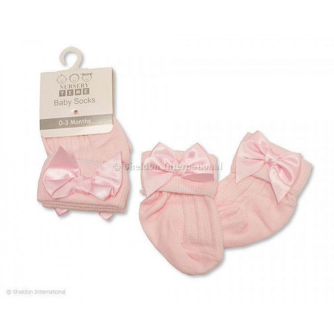 Socks with Bow Pink 00-03m