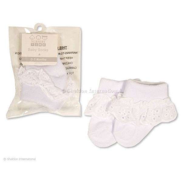 Socks with Lace White 03-06m