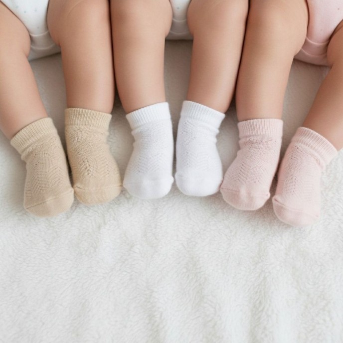 Socks 3pk Pink/White/Taupe 00-03m Socks 3pk Pink/White/Taupe 00-03m