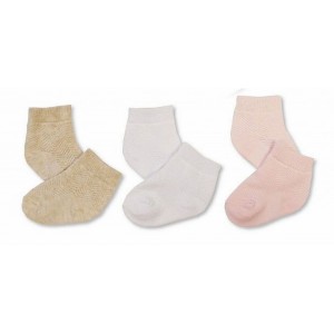 Socks 3pk Pink/White/Taupe 00-03m