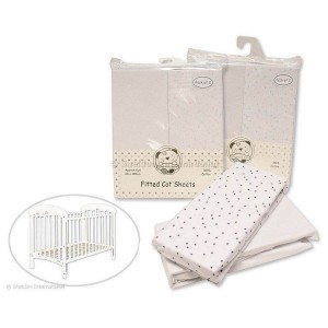 Snuggle Baby Cotton Fitted Sheets 2pk Cot White/Pink Stars
