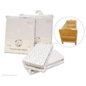 Snuggle Baby Cotton Fitted Sheets 2pk Cotbed White/Pink Stars