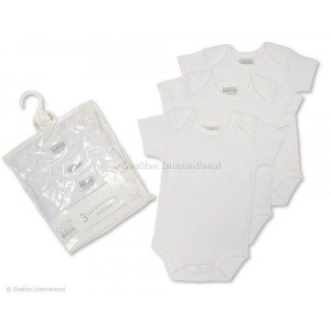 Nursery Time Short Sleeve Vests 3pk White Newborn Nursery Time Short Sleeve Vests 3pk White Newborn