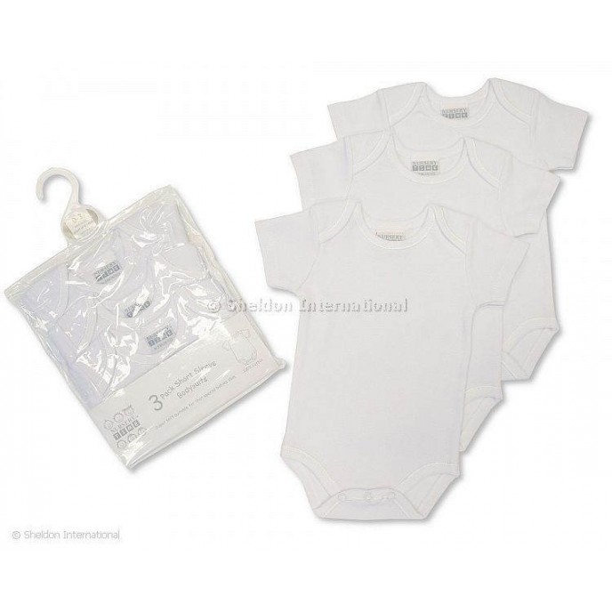 Nursery Time Short Sleeve Vests 3pk White Newborn Nursery Time Short Sleeve Vests 3pk White Newborn