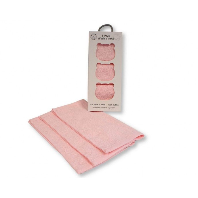 Snuggle Baby Wash Cloths 3pc Pink Snuggle Baby Wash Cloths 3pc Pink