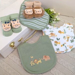 Nursery Time Bib & Socks Set Safari Green Nursery Time Bib & Socks Set Safari Green