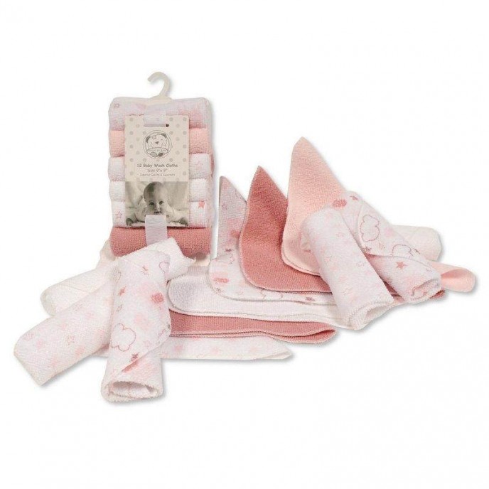 Snuggle Baby Wash Cloths 12pk Pink