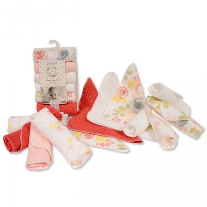 Snuggle Baby Wash Cloths 12pc Pink Flowers