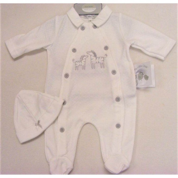 Baby All in One with Hat Zebra 00-03 months
