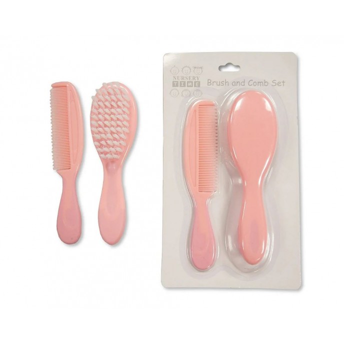 Nursery Time Brush and Comb Set Pink