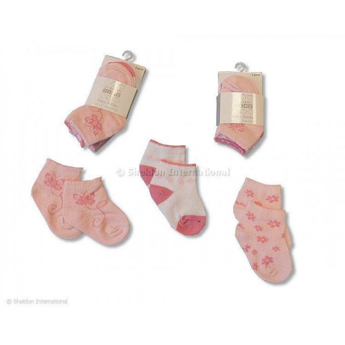 Socks 3pk Pink Butterfly Newborn