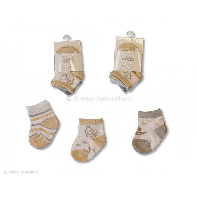 Socks 3pk Blue Beige Newborn