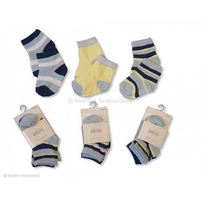 Socks 3pk Blue Yellow Newborn