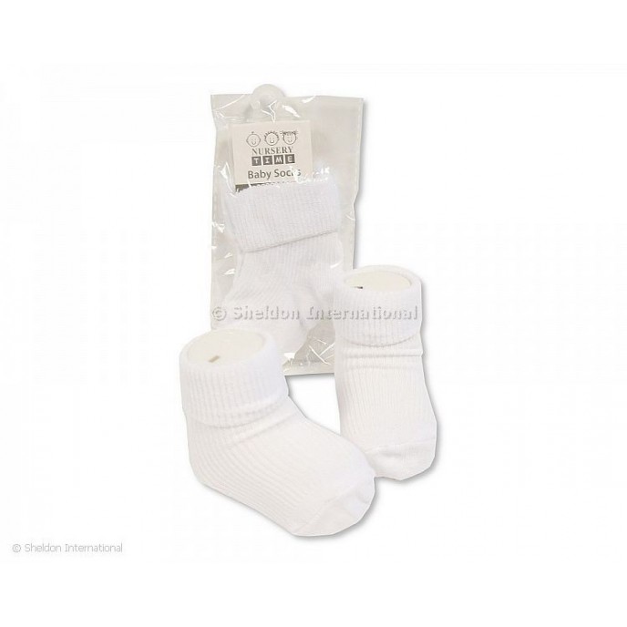 Baby Roll Over Socks White 0/3m