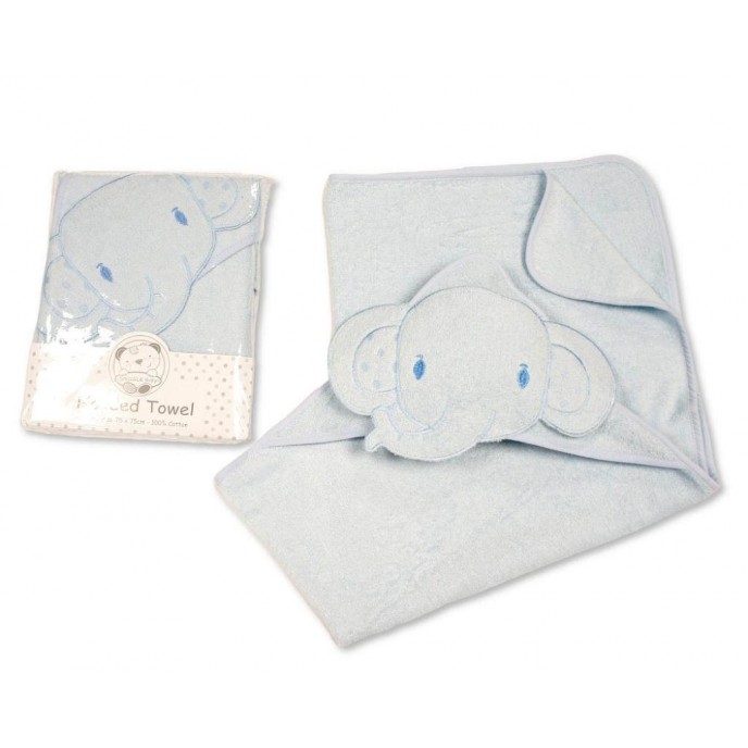 Snuggle Baby Hooded Towel Embroidered Elephant Sky