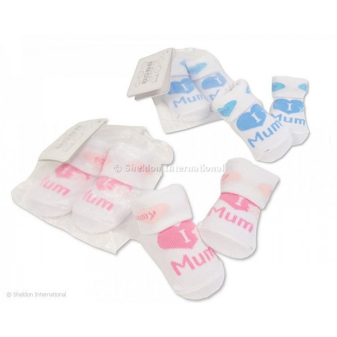 Baby Socks I Love Mum Pink