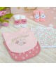 Nursery Time Bib & Socks Set Angel Pink