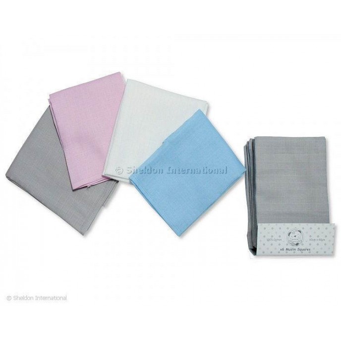 Snuggle Baby Muslin Squares 6pk Grey