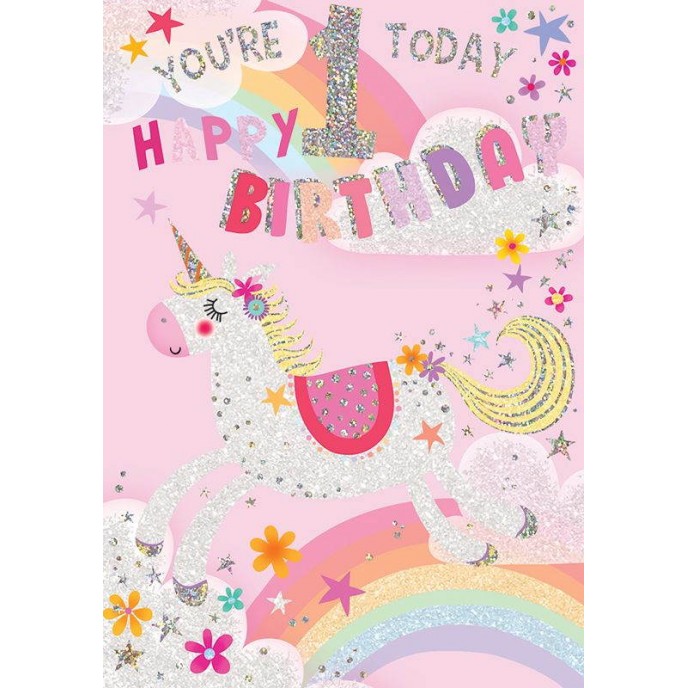 Card Birthday 1 Today Unicorn