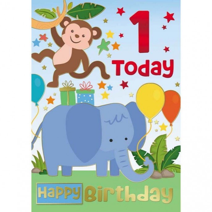 Card Birthday 1 Today Animals