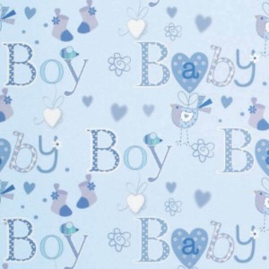 Wrapping Paper Sheet Baby Boy Birds