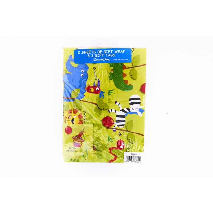 Wrapping Paper Sheets and Gift Tags Jungle Birthday