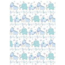 Wrapping Paper Sheet 70x50cm Baby Boy Animals
