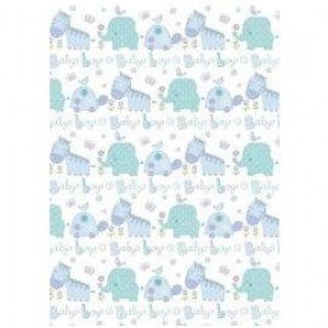 Wrapping Paper Sheet 70x50cm Baby Boy Animals Wrapping Paper Sheet 70x50cm Baby Boy Animals