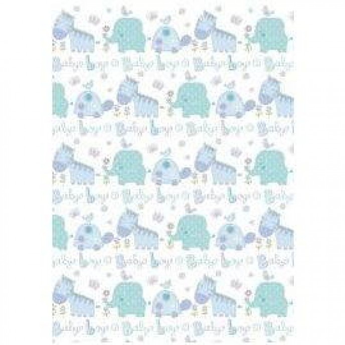 Wrapping Paper Sheet 70x50cm Baby Boy Animals