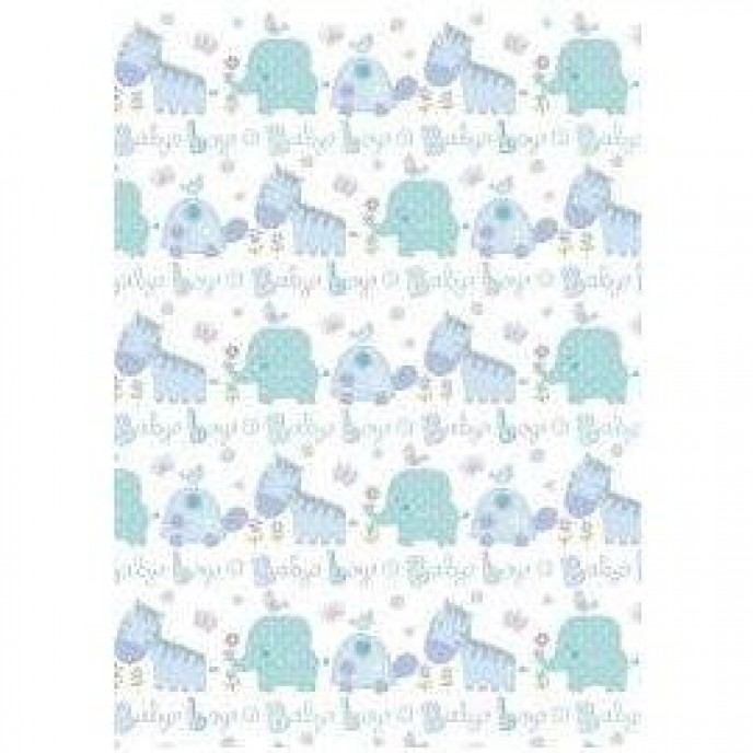 Wrapping Paper Sheet 70x50cm Baby Boy Animals