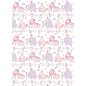 Wrapping Paper Sheet 70x50cm Baby Girl Animals Wrapping Paper Sheet 70x50cm Baby Girl Animals