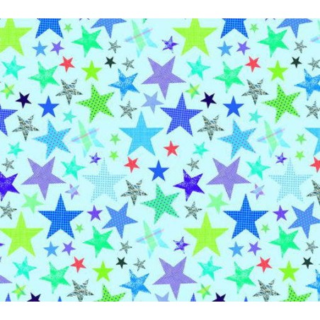Wrapping Paper Sheet Blue Stars