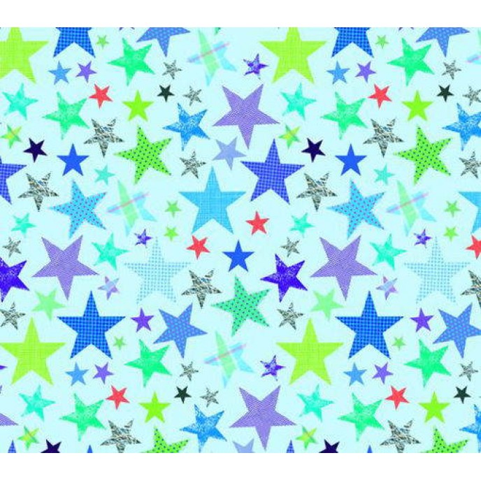 Wrapping Paper Sheet Blue Stars