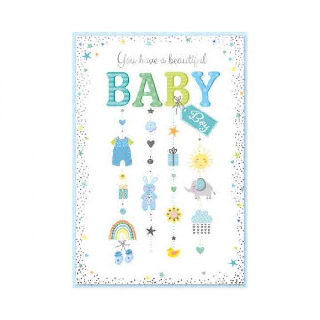 Card Birth of Beautiful Baby Boy 