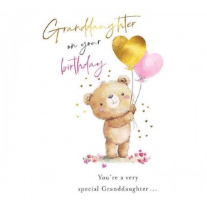 Card Birthday Granddaughter Bear Balloons
