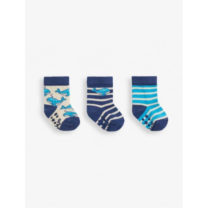 Jojo Maman Bebe Socks 3pk Whale Blue 0/6m