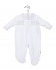 Dandelion Velour Smock Sleepsuit Baby Bear White